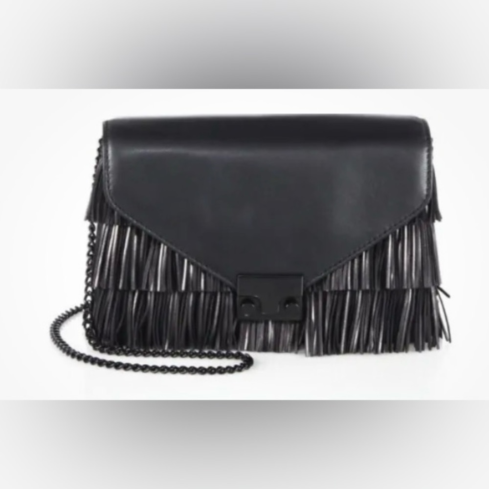 Pre-Loved Loeffler Randall Leather Fringe Crossbody Bag in Black! - Picture 3 of 8